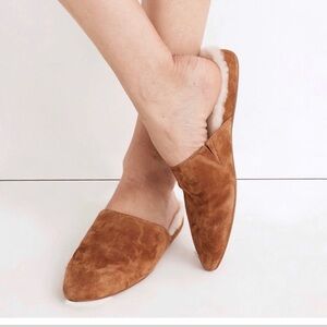 Madewell The Suede Kasey Mule in Faux Shearling